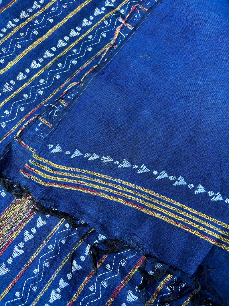 Vipas: Cotton Handloom Saree with Kantha Embroidery