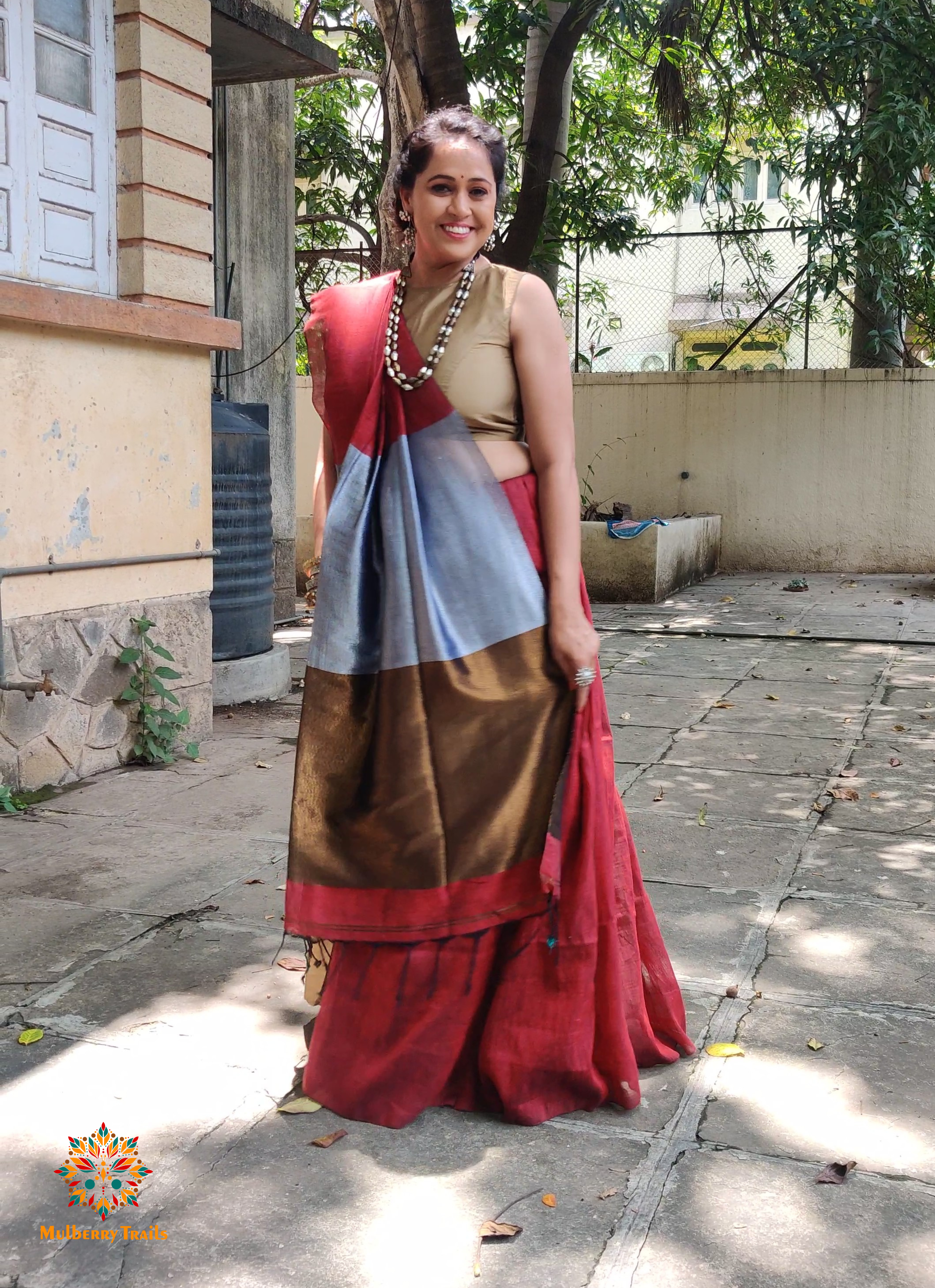 Achala : Cotton Handloom Saree zari pallu - Deep Maroon